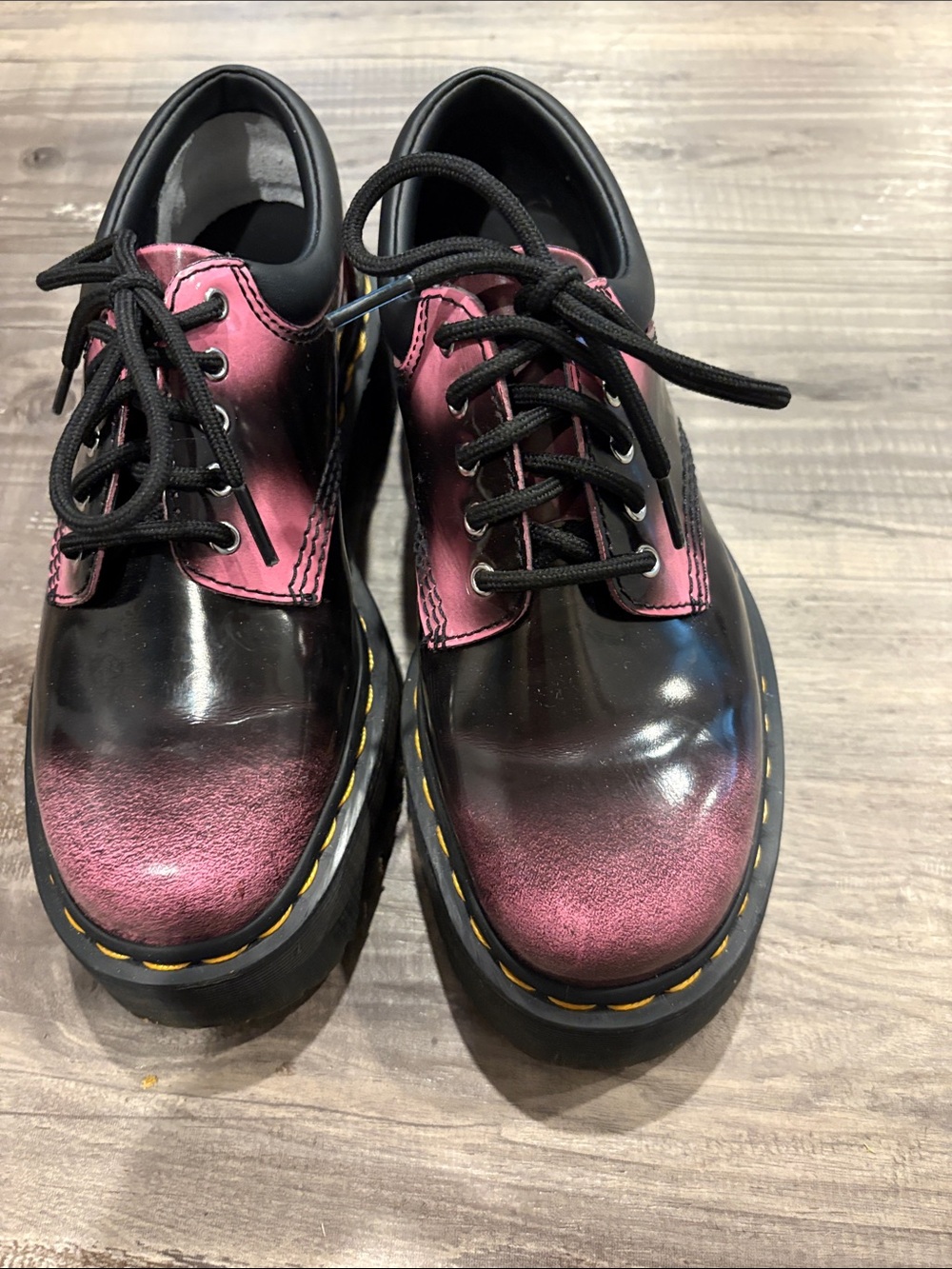 Dr. Martens Black and Purple Gradient Leather Lace-Up Shoes
